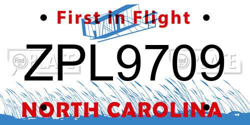 ZPL9709 North Carolina License Plate
