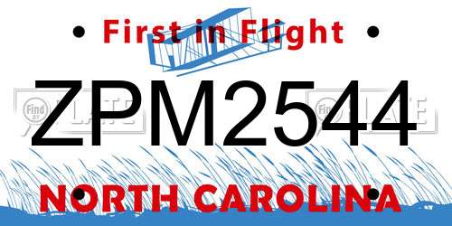 ZPM2544 North Carolina License Plate