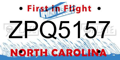 ZPQ5157 North Carolina License Plate