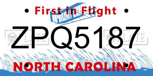 ZPQ5187 North Carolina License Plate