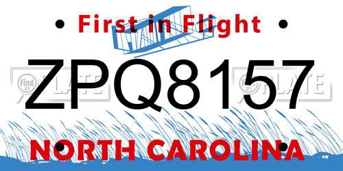 ZPQ8157 North Carolina License Plate
