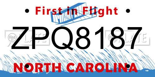 ZPQ8187 North Carolina License Plate
