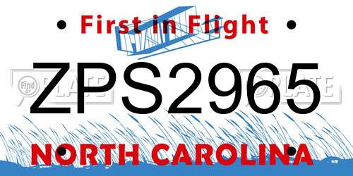 ZPS2965 North Carolina License Plate