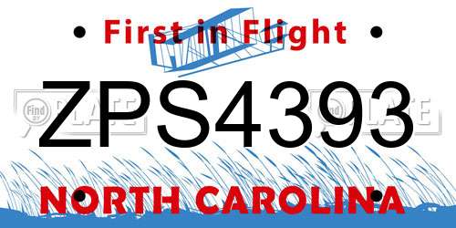 ZPS4393 North Carolina License Plate