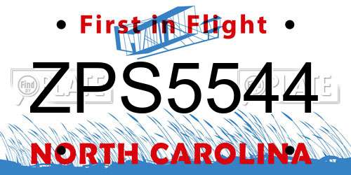 ZPS5544 North Carolina License Plate