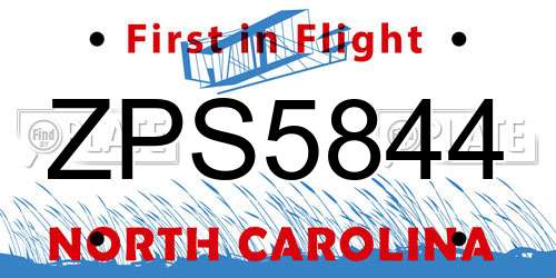 ZPS5844 North Carolina License Plate