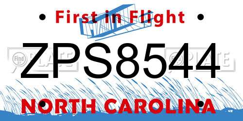 ZPS8544 North Carolina License Plate