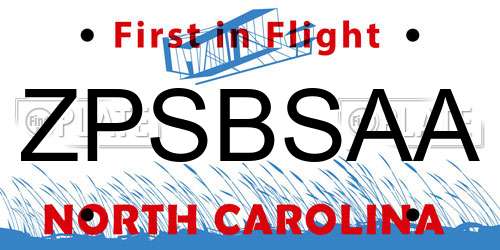 ZPSBSAA North Carolina License Plate