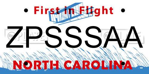 ZPSSSAA North Carolina License Plate