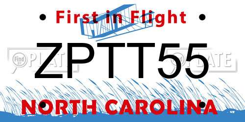 ZPTT55 North Carolina License Plate