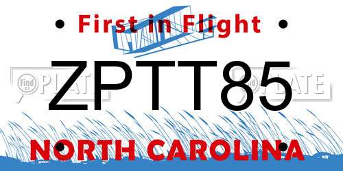 ZPTT85 North Carolina License Plate
