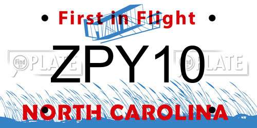 ZPY10 North Carolina License Plate
