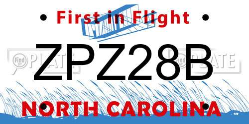 ZPZ28B North Carolina License Plate