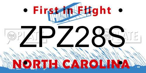 ZPZ28S North Carolina License Plate