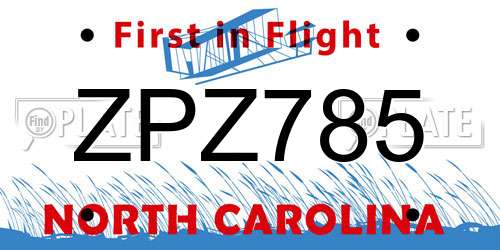 ZPZ785 North Carolina License Plate