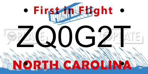 ZQ0G2T North Carolina License Plate