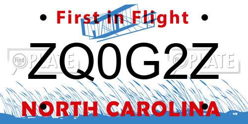 ZQ0G2Z North Carolina License Plate