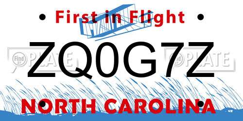 ZQ0G7Z North Carolina License Plate