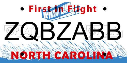 ZQBZABB North Carolina License Plate