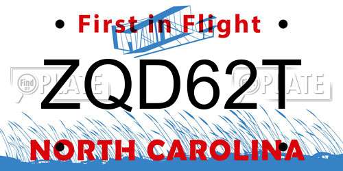 ZQD62T North Carolina License Plate
