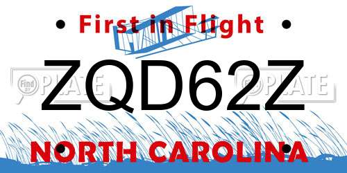 ZQD62Z North Carolina License Plate