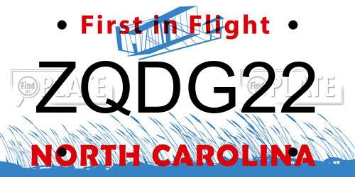 ZQDG22 North Carolina License Plate