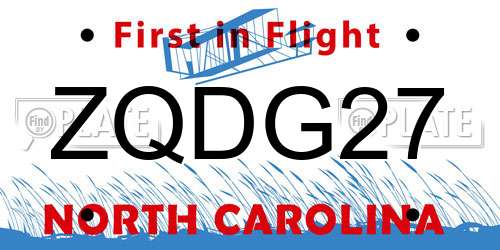 ZQDG27 North Carolina License Plate