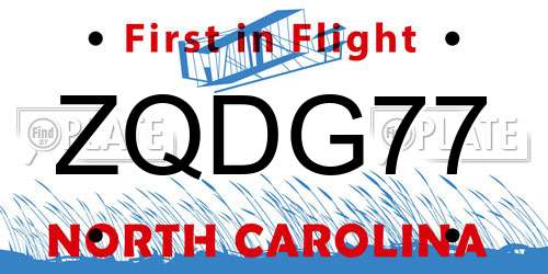 ZQDG77 North Carolina License Plate