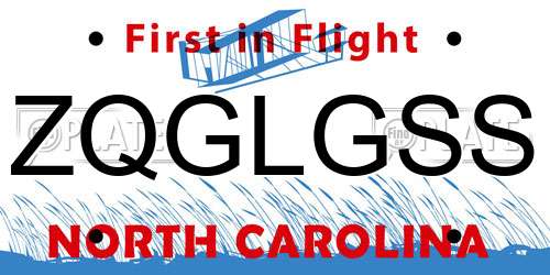 ZQGLGSS North Carolina License Plate