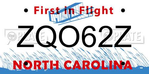 ZQO62Z North Carolina License Plate