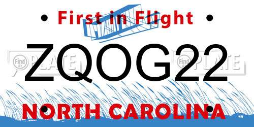 ZQOG22 North Carolina License Plate