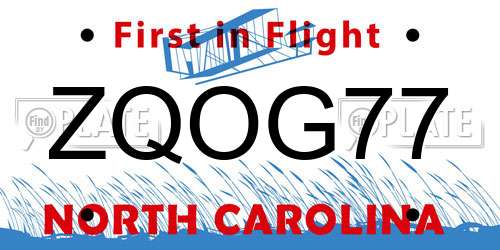 ZQOG77 North Carolina License Plate