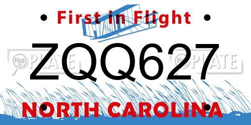 ZQQ627 North Carolina License Plate