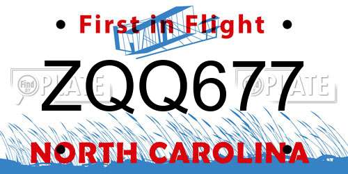 ZQQ677 North Carolina License Plate