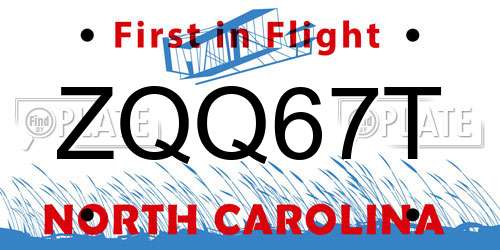 ZQQ67T North Carolina License Plate