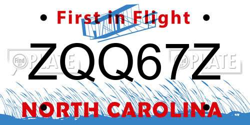 ZQQ67Z North Carolina License Plate