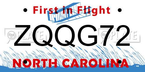 ZQQG72 North Carolina License Plate