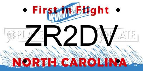 ZR2DV North Carolina License Plate