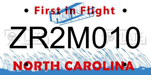 ZR2M010 North Carolina License Plate