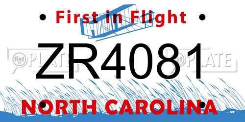 ZR4081 North Carolina License Plate