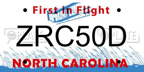ZRC50D North Carolina License Plate