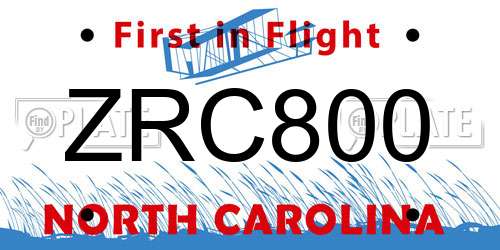 ZRC800 North Carolina License Plate