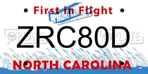 ZRC80D North Carolina License Plate