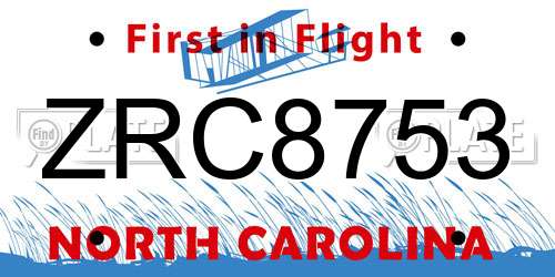 ZRC8753 North Carolina License Plate