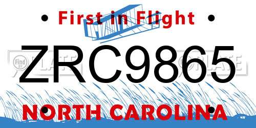 ZRC9865 North Carolina License Plate