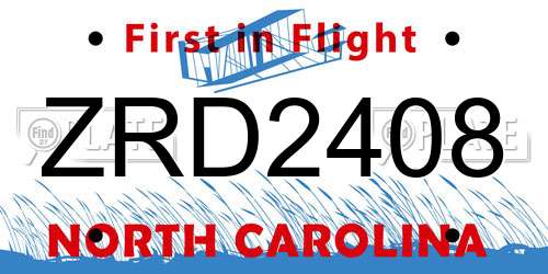 ZRD2408 North Carolina License Plate