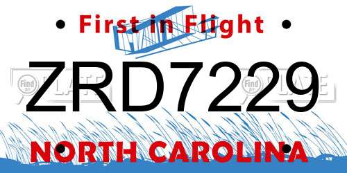 ZRD7229 North Carolina License Plate