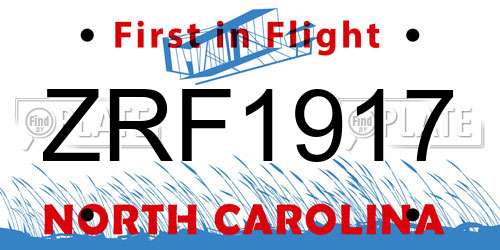 ZRF1917 North Carolina License Plate