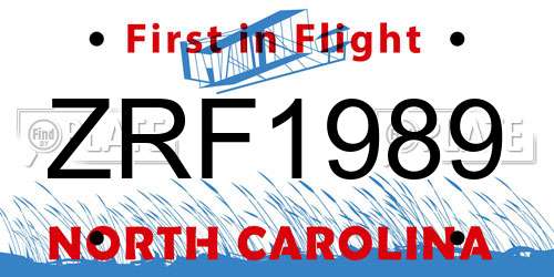 ZRF1989 North Carolina License Plate