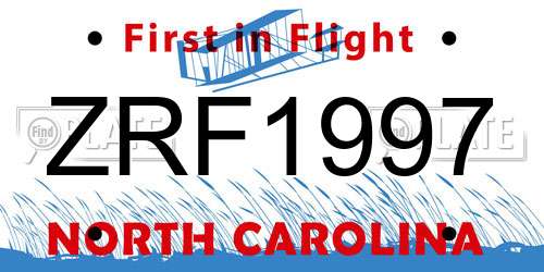 ZRF1997 North Carolina License Plate